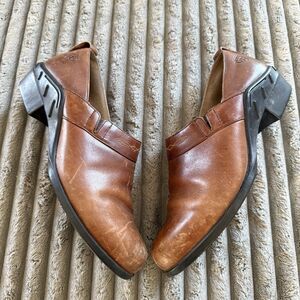 Ariat Paddock Slide On Mule Boot Brown Leather Western Ankle Boots US W 6.5